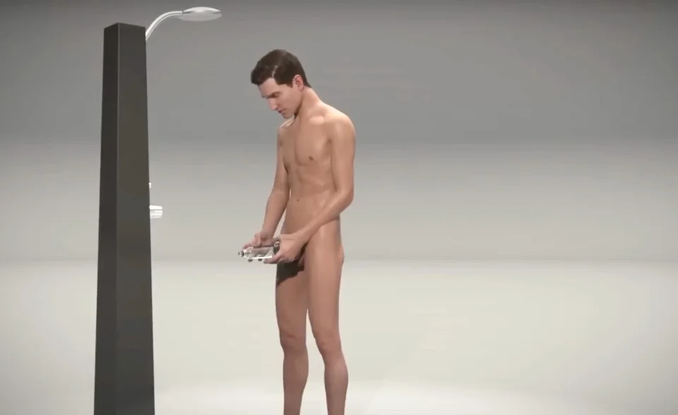 Home rutina diaria bathmate Hombre en la ducha practicando la rutina diaria con su hidrobomba Bathmate